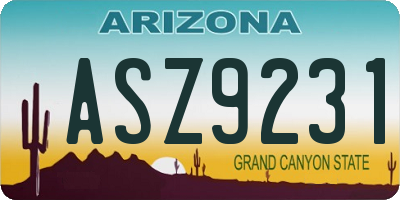 AZ license plate ASZ9231