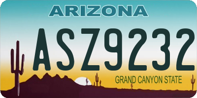 AZ license plate ASZ9232