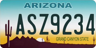 AZ license plate ASZ9234