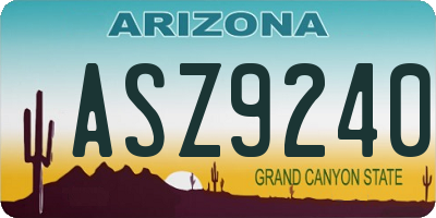 AZ license plate ASZ9240