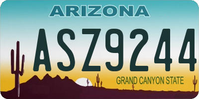 AZ license plate ASZ9244