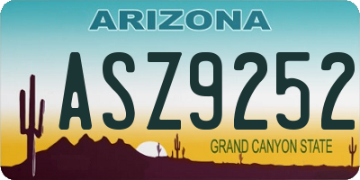 AZ license plate ASZ9252