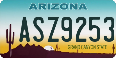 AZ license plate ASZ9253