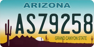 AZ license plate ASZ9258
