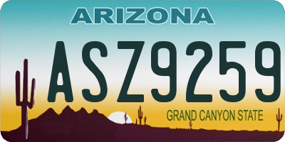 AZ license plate ASZ9259