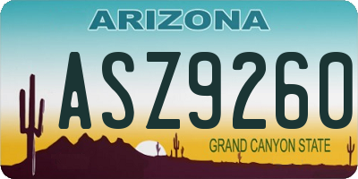 AZ license plate ASZ9260