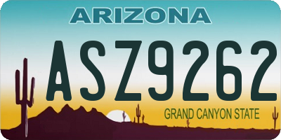 AZ license plate ASZ9262