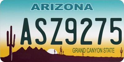 AZ license plate ASZ9275