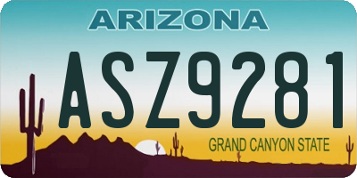 AZ license plate ASZ9281