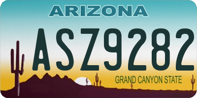AZ license plate ASZ9282