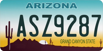 AZ license plate ASZ9287