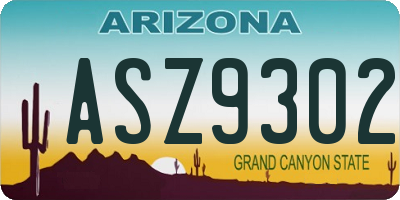 AZ license plate ASZ9302