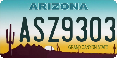 AZ license plate ASZ9303