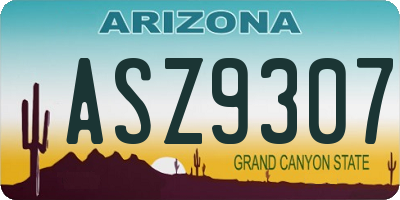 AZ license plate ASZ9307