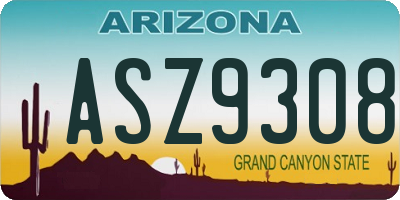 AZ license plate ASZ9308