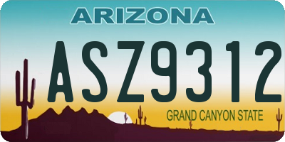 AZ license plate ASZ9312