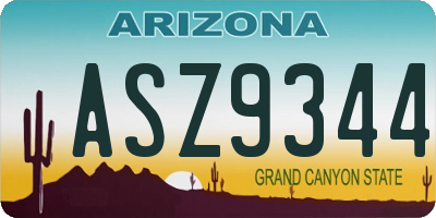 AZ license plate ASZ9344