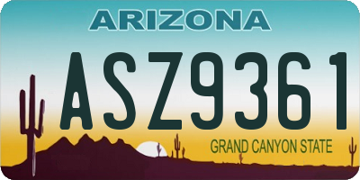 AZ license plate ASZ9361
