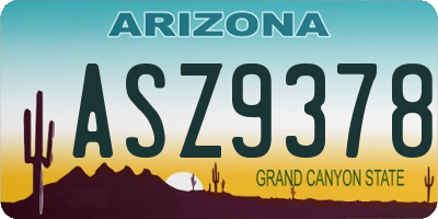 AZ license plate ASZ9378