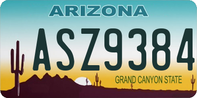 AZ license plate ASZ9384