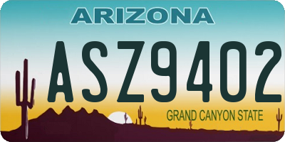 AZ license plate ASZ9402