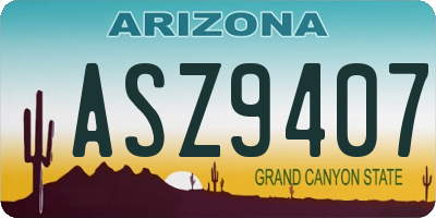 AZ license plate ASZ9407