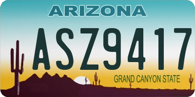 AZ license plate ASZ9417