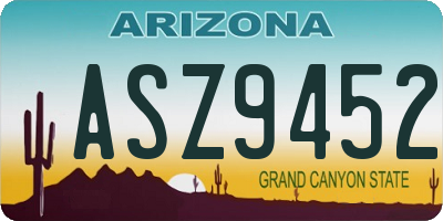 AZ license plate ASZ9452