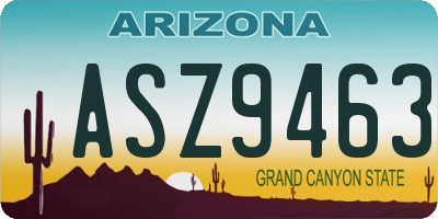 AZ license plate ASZ9463