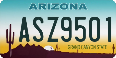 AZ license plate ASZ9501