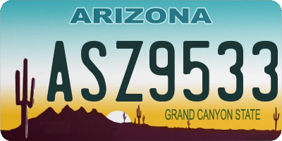 AZ license plate ASZ9533