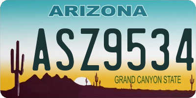 AZ license plate ASZ9534