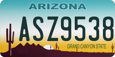 AZ license plate ASZ9538