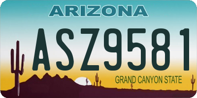 AZ license plate ASZ9581