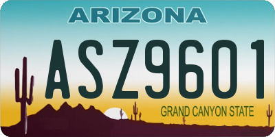 AZ license plate ASZ9601