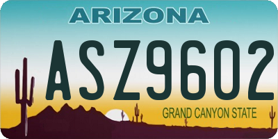 AZ license plate ASZ9602