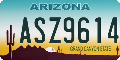 AZ license plate ASZ9614