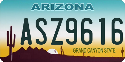 AZ license plate ASZ9616