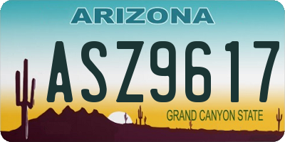 AZ license plate ASZ9617