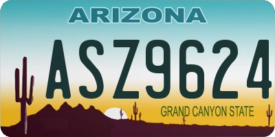 AZ license plate ASZ9624