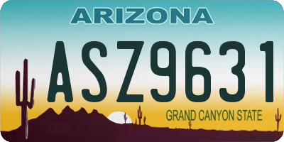 AZ license plate ASZ9631