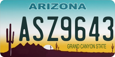 AZ license plate ASZ9643