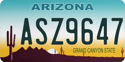 AZ license plate ASZ9647