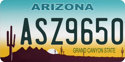 AZ license plate ASZ9650