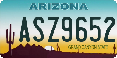 AZ license plate ASZ9652