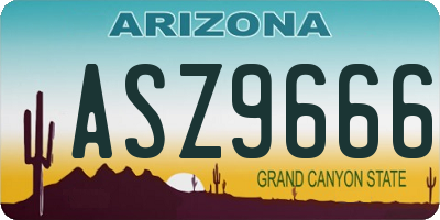 AZ license plate ASZ9666