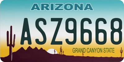 AZ license plate ASZ9668
