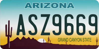 AZ license plate ASZ9669