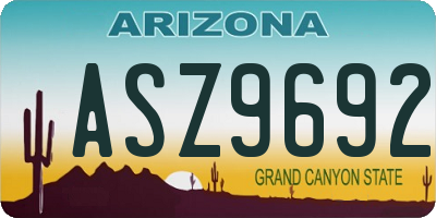 AZ license plate ASZ9692