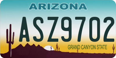 AZ license plate ASZ9702